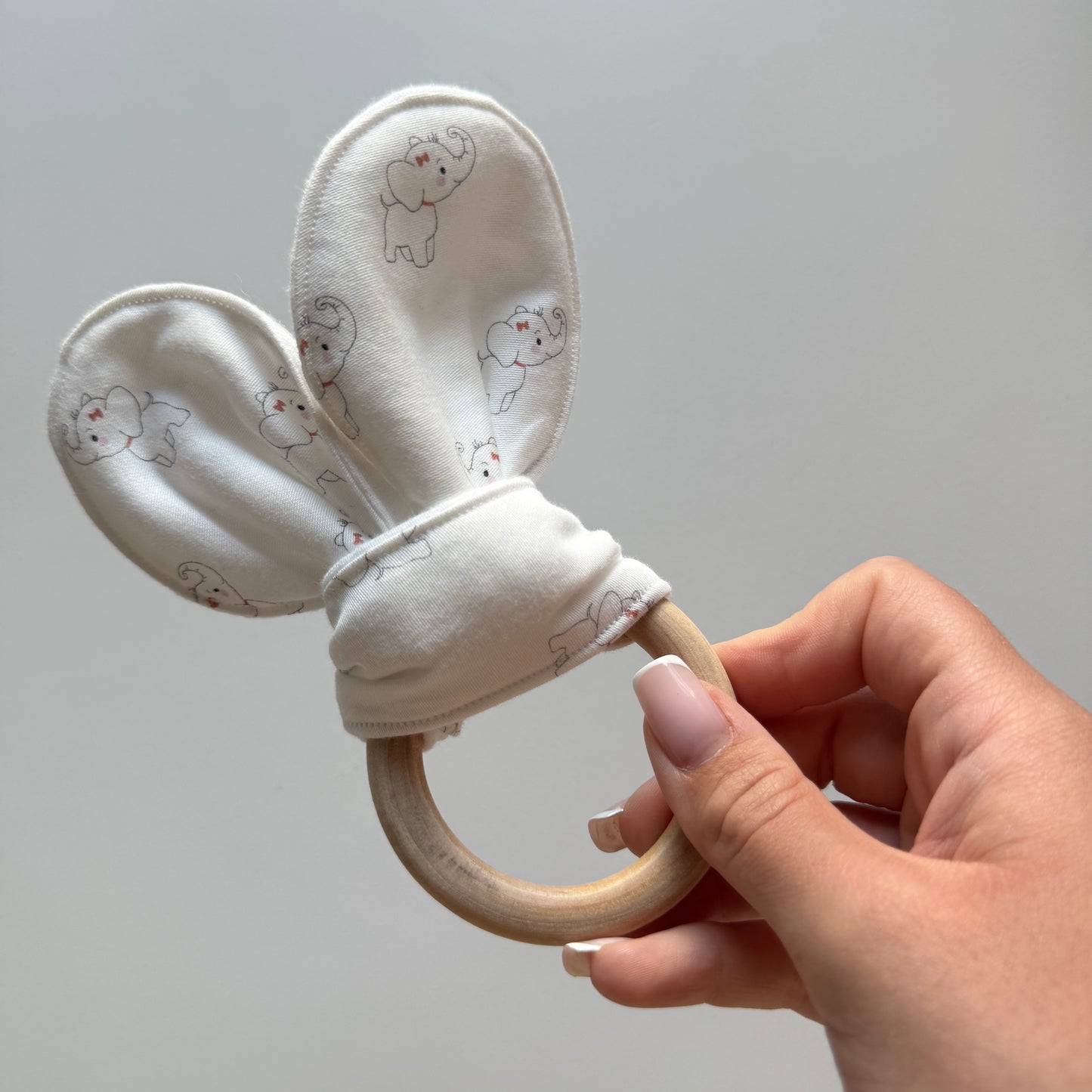 Hochet / Anneau de dentition - Eléphant rose