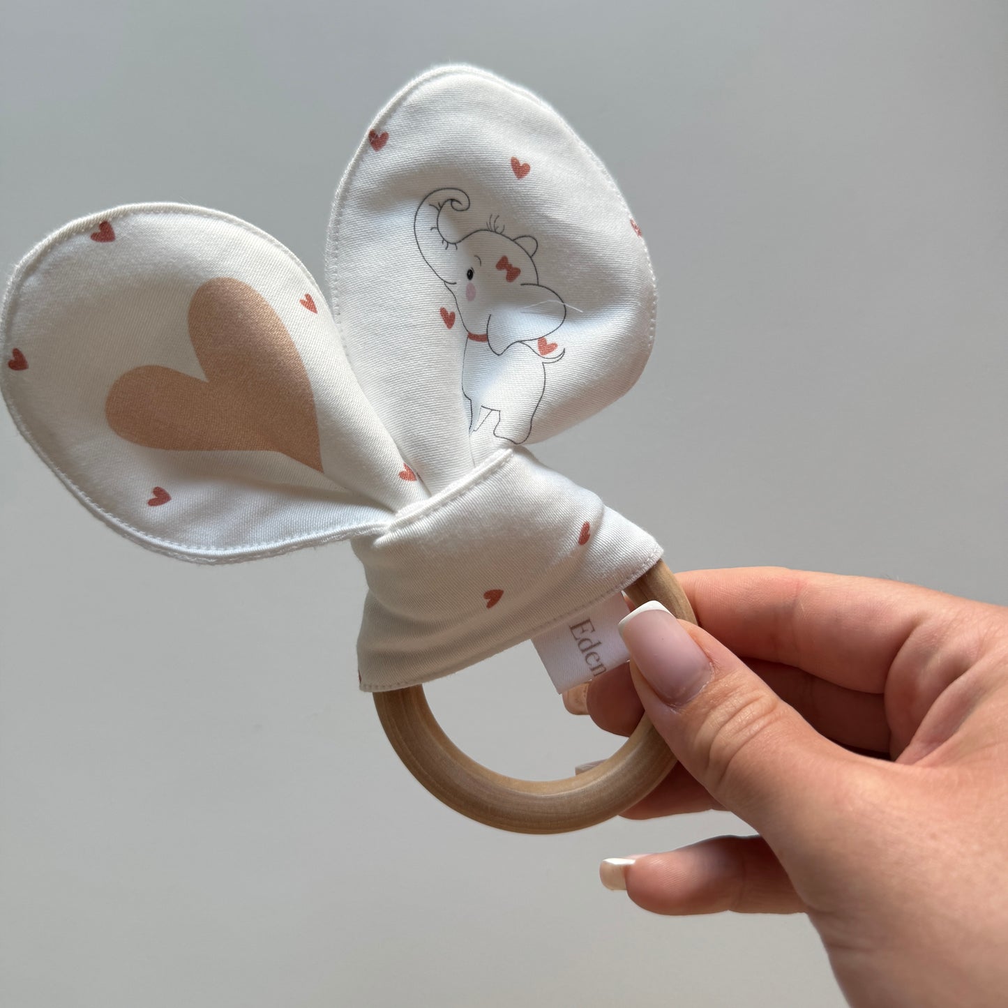 Hochet / Anneau de dentition - Eléphant rose