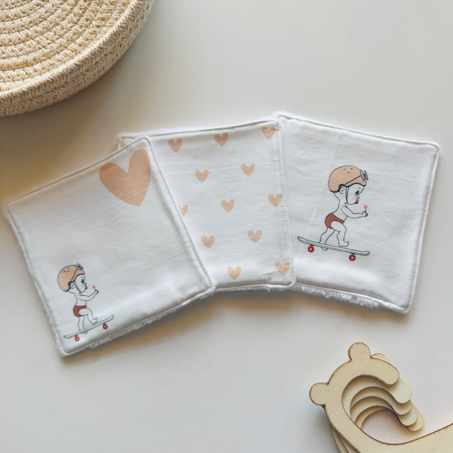 Lingettes réutilisables - Bébé skater