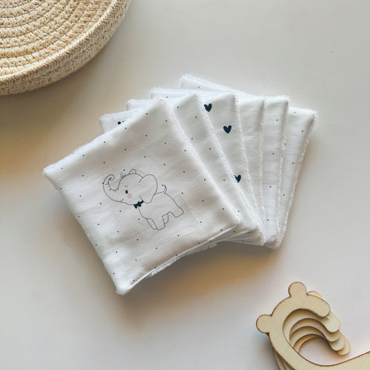 Lingettes réutilisables - Eléphant marine