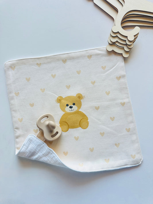 Carré accroche tétine - Ourson
