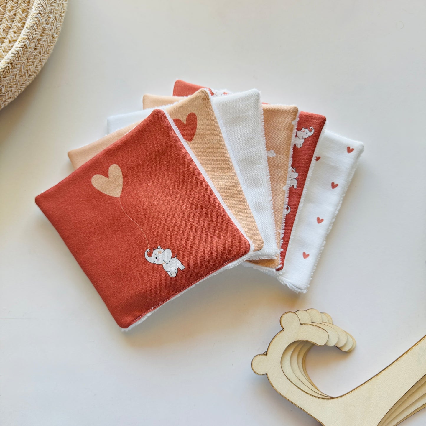 Lingettes réutilisables - Eléphant rose