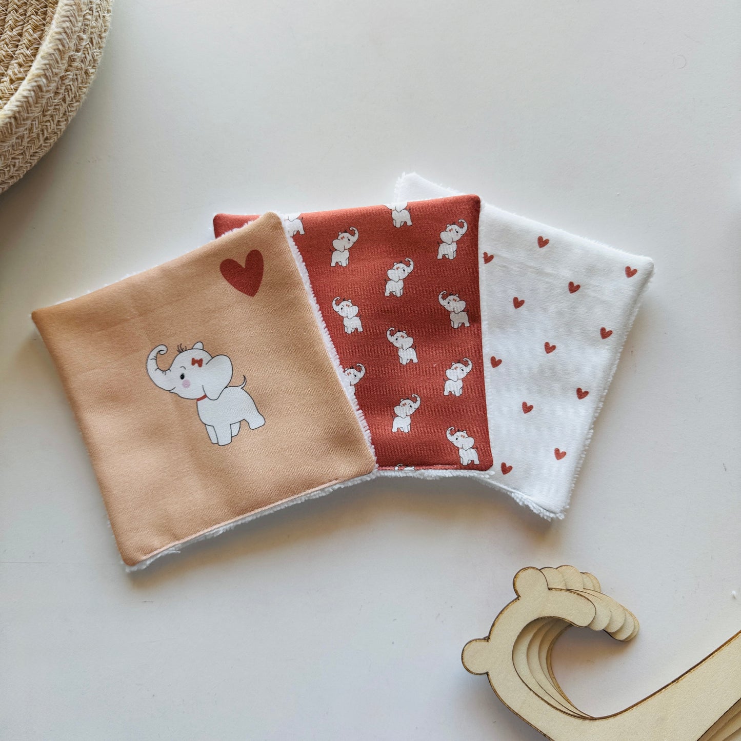 Lingettes réutilisables - Eléphant rose