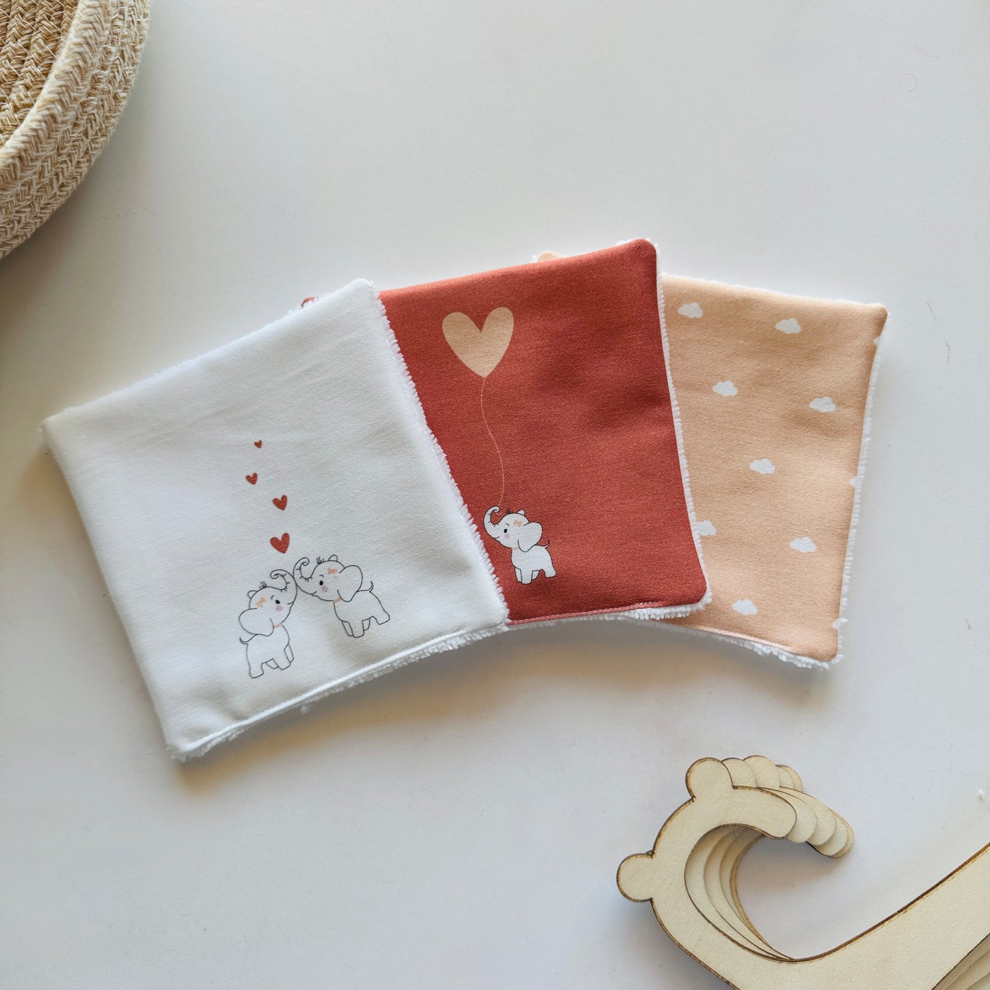 Lingettes réutilisables - Eléphant rose