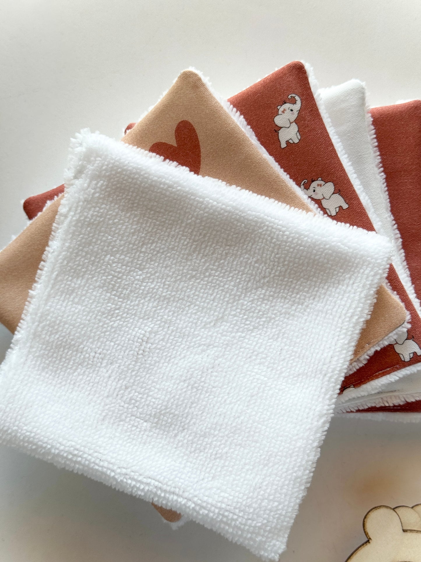 Lingettes réutilisables - Eléphant rose