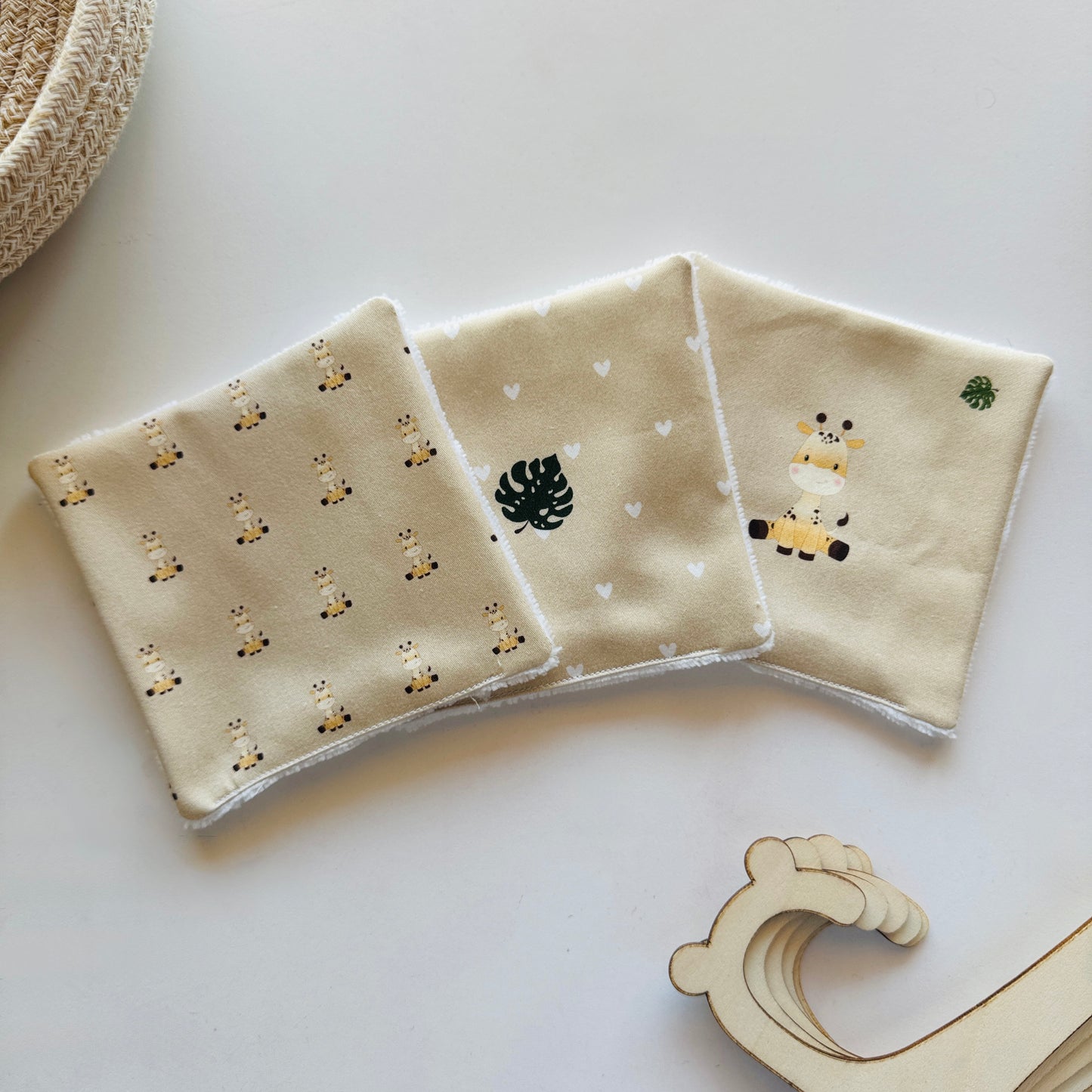 Lingettes réutilisables - Girafe